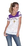 NFL Women's Minnesota Vikings the Coop Football Top In Burnout Team Colors (White/Purple, X-Large)
