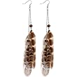 Gold Tone Chain Drop Feather Earrings