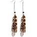 Gold Tone Chain Drop Feather Earrings