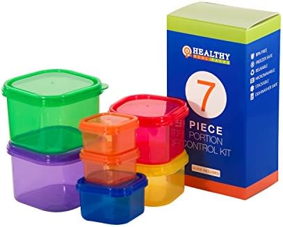 Healthy Meal Packs- 7 Piece Portion Control Containers for Food and Meal.100% Leak Proof with Guide. BPA Free. Freezer, Microwave and Dishwasher Safe. Comparable to 21 Day Fix