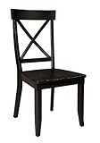 Set of 2 Dining Chairs with Cross Back in Black Finish