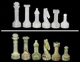 Green & White Onyx Stone Chess Pieces