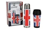 Ethos Cool Britannia Union Jack 500ml Flask and 475ml Travel Mug in Colour Box