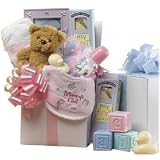 Sweet Baby Care Package with Teddy Bear - New Baby Gift Basket - BABY GIRL PINK
