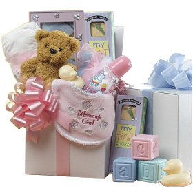 Sweet Baby Care Package with Teddy Bear - New Baby Gift Basket - BABY GIRL PINK