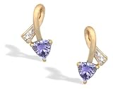 14K Yellow Gold Genuine Trillion Tanzanite and Diamond Ribbon Earrings