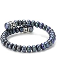 Honora "Pallini" Black Freshwater Cultured Pearl Coil Cuff Bracelet
