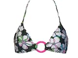Ocean Pacific Olive Floral Swimsuit-top w/Pink Rings S
