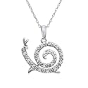 10k White or Yellow Gold Diamond Snail Pendant (1/10 cttw, I-J Color, I3 Clarity), 18"