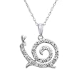 10k White or Yellow Gold Diamond Snail Pendant (1/10 cttw, I-J Color, I3 Clarity), 18"