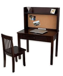 pinboard desk with hutch and chair