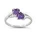 Sterling Silver Simulated Amethyst Double Heart Ring (Size 5 - 9)