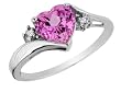 Pink Sapphire Heart Ring with Diamonds 3/4 Carat (ctw) in 14K White Gold