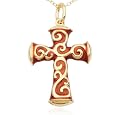 18k Gold Plated Sterling Silver Filigree Cross Pendant, 18"