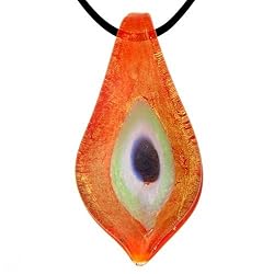 Pugster Murano Glass Orange Evil Eye Fashion Jewelry Pendant Ideass Necklaces