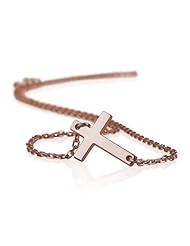 Sideways Cross Necklace Cross Pendant 18k Rose Gold Plated