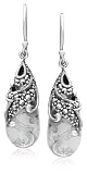 Sterling Silver Marcasite and Colored Glass Teardrop Earrings