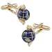 Spinning Globe Cufflink by Competition - Blue Gold plated