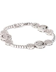 CZ by Kenneth Jay Lane "Trend Cubic Zirconia" Rhodium-Plated Smile Face Straight Line Bracelet