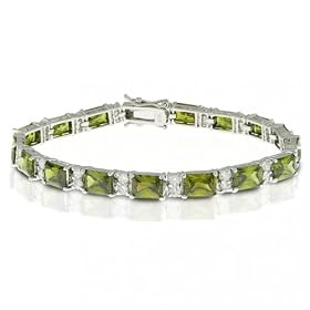 Bling Jewelry Designer Sterling Silver Emerald Cut Olive Green CZ Tennis... by Bling Jewelry