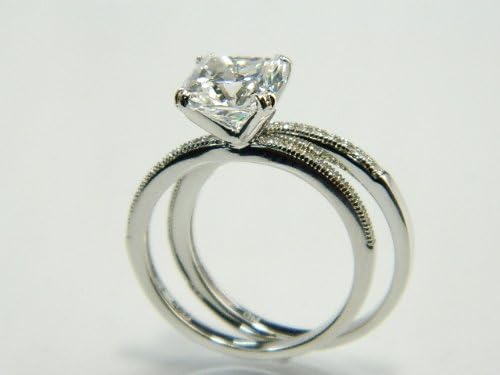 1320- 925 Silver Micro Pave Double Ring with Rhodium Finish Size: 7