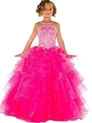 Girls Spaghetti Strap Floor Length Lace  Organza   Ball Gown Flower-Girl Dress/Pageant Dress  With Ruffles