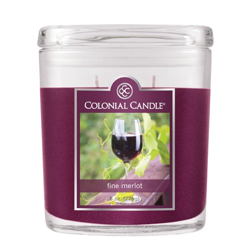 Colonial Candle 8-Ounce Scented Oval Jar Candle, Fine Merlot