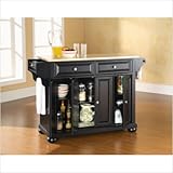 Crosley Furniture Alexandria Natural Wood Top Kitchen Island in Black Finis ....