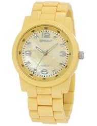 Sprout Womens ST/5042YMYL Diamond Dial Yellow Corn-Resin Bracelet  Watch