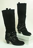 Damen Stiefel schwarz Wildleder Optik