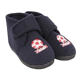 Boys Football Fleece Indoor Footwear/Slippers with Velcro Strap