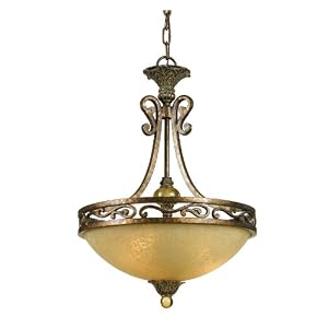 AF Lighting 7511-3P Baltic Edison Base Pendant, Aged Antique Gold with Amber Resin Accents and Amber Frosted Glass