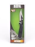 SOG Specialty Knives & Tools AC20-CP AutoClip Knife with Straight Edge Folding 3.5-Inch Steel Blade and Black GRN Handle, Satin Finish