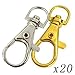 Blue Elf 20 PCS Gold Chrome Color + 20 PCS Silver Color Swivel Eye Lobster Snap Clasp Hook 1-1/2