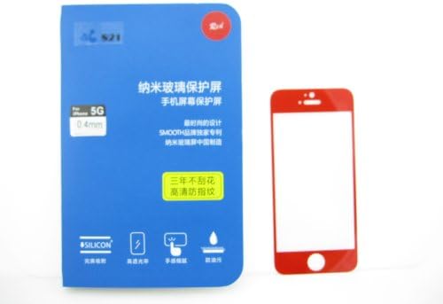 E821 Premium Tempered Glass Screen Protector for iPhone 5/iPhone 5c - (Hd,9h,0.4mm,2.5d) - Ultra Clear,anti Scratch,bubble Free,reduce Fingerprint,easy Install (red)