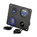 LinkStyle 4 in 1 Charger Socket Panel, 12V 4.2A Dual USB Charger Socket Power Outlet & LED Voltmeter & Cigarette Lighter Socket & LED Lighted ON Off Rocker Toggle Switch for Car Marine Boat RV Truck
