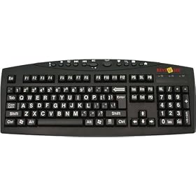 Large Print English Black Keyboard with White Letters for the Visually Impaired