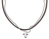 Emporio Armani Gents Sterling Silver Cross On Leather And Chain