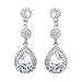 EVER FAITH Women's CZ Austrian Crystal Art Deco Teardrop Bridal Dangle Earrings Clear Silver-Tone