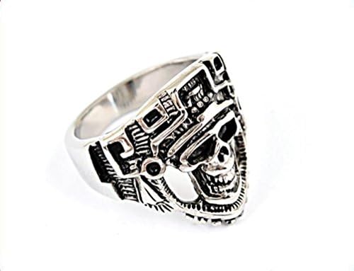 Jewelryfinds Men Halloween Party Rings Punk Style Skull Mask Titanium Steel Retro