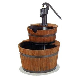 Amazon.com : Wood Barrel with Pump Outdoor Water Fountain - Large