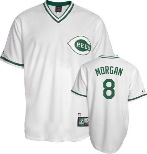 Joe Morgan Cincinnati Reds White/Green Cooperstown Replica Jersey