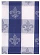 100% Cotton Jacquard Fleur De Lis Blue Check Dishtowel 18" X 28" Set / 6