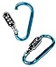 Large Blue 3 Dial Carabiner Style Metal Lock for Luggage, Bags, Lockers (3 Pack)