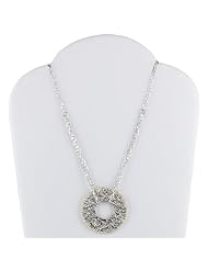 Sterling Silver Textured Disc Necklace - 18 Inches