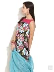 Floral Print Kurti With Crochet Trims-Multi Colour-M