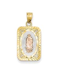 14k Two-tone Rose With Rhodium D/c Guadalupe Medal Pen, Best Quality Free Gift Box Satisfaction Guaranteed