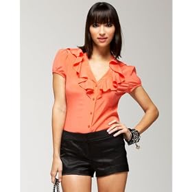 Buy bebe Ruffled V Silky Blouse by bebe