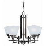 Lite Source LS-19765 Five Light Chandelier in Dark Bronze with Frosted Linen Imprinted Glass