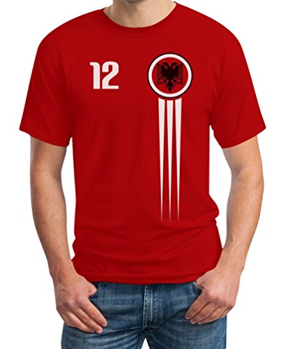 EM 2016 Albanien Fan Shirt Trikot Style Shqiperi Euro T-Shirt Large Rot
